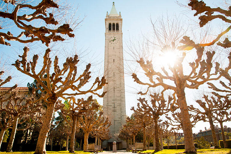 sather tower in the sun