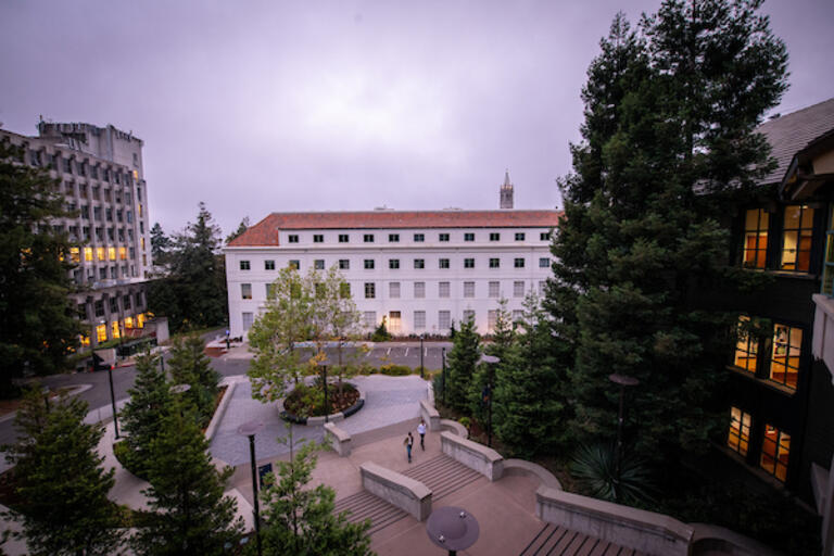 view from haas building of the optometry building