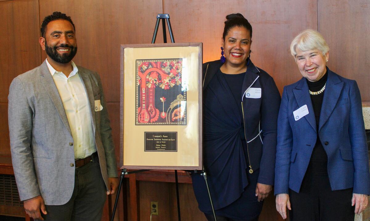 Aaron Streets with Chancellor Christ and Vice Chancellor Matos