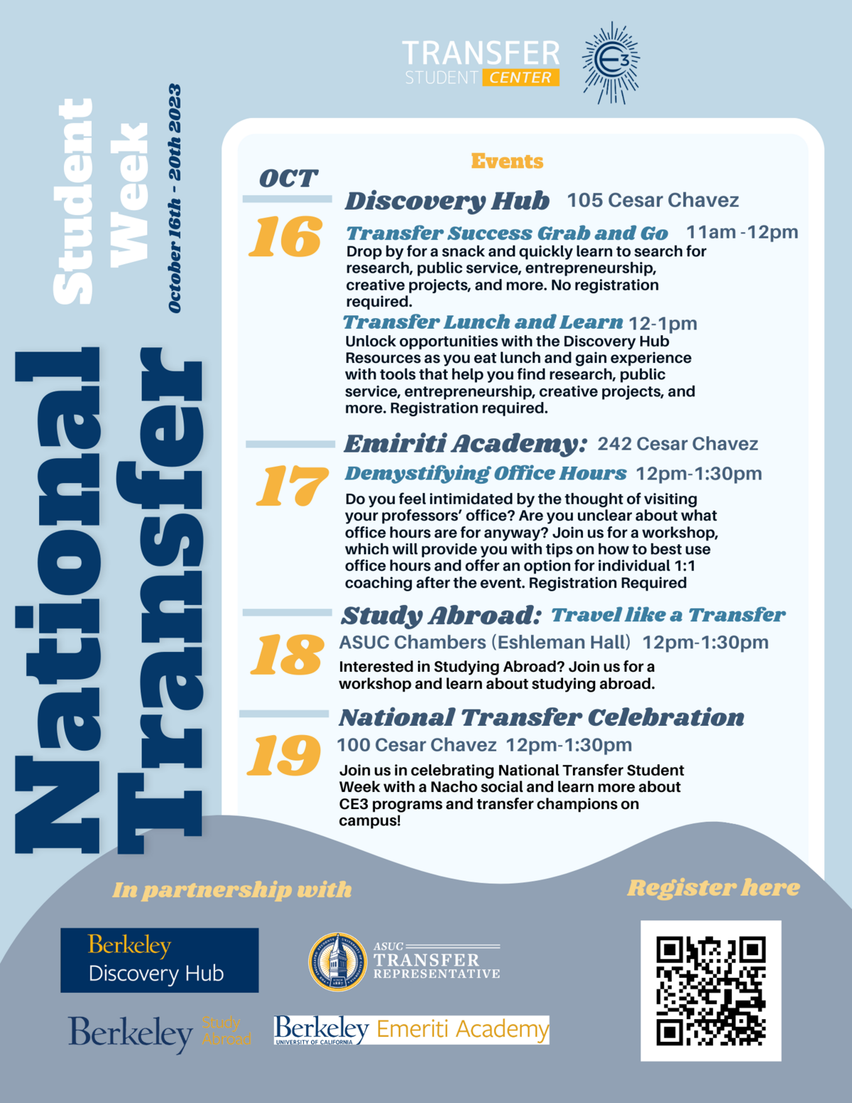 National Transfer Student Week event flyer