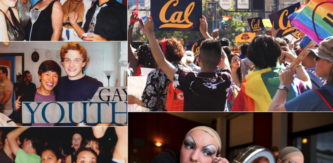 Collage of photos depicting LGBTQIA+ life at Berkeley