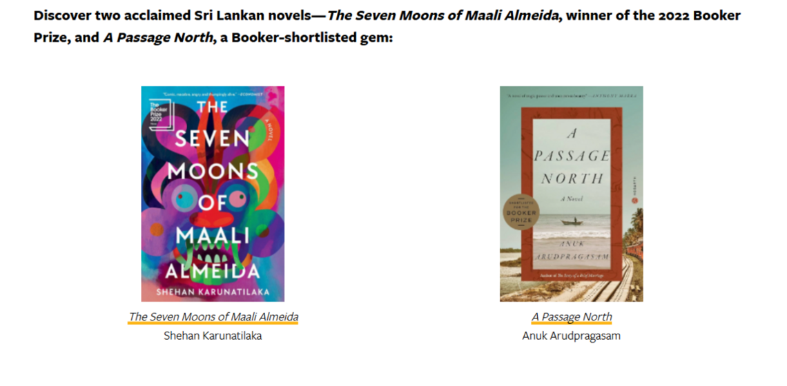 Discover two acclaimed Sri Lankan novels: The Seven Moons of Maali Almeida and A Passage North