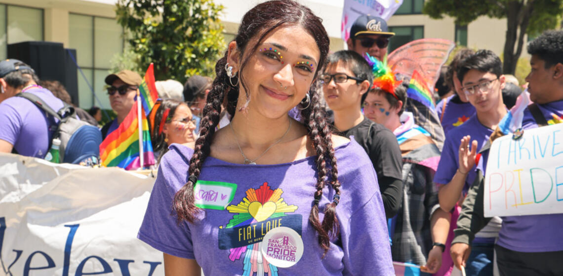 Safa Basravi volunteering at San Francisco Pride.