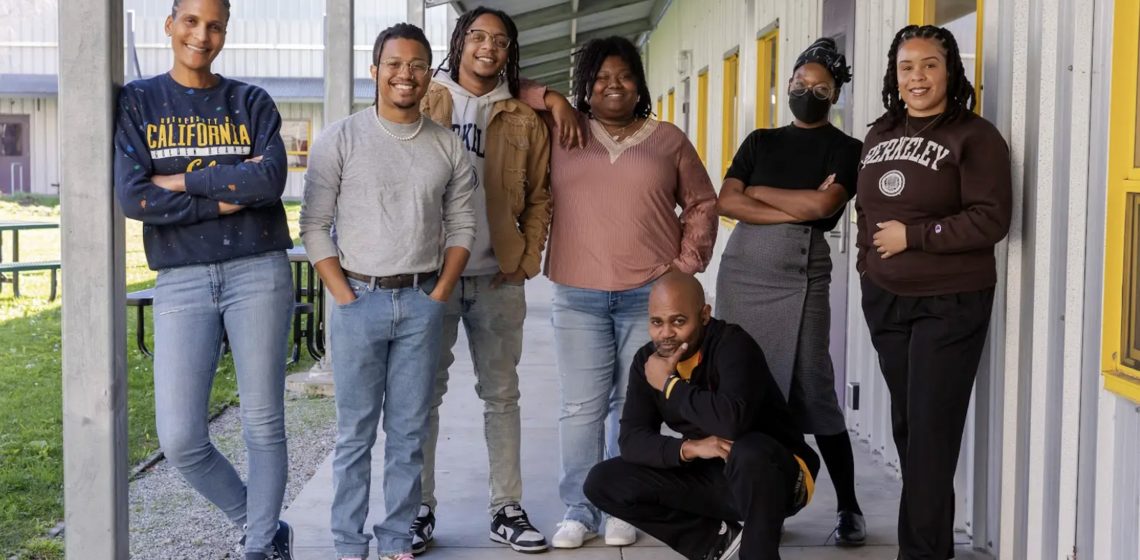 Team portrait left to right: (back row) Takiyah Jackson, Karl Brooks, Marcus McGhee, Lez'li Waller, B.B. Bradley, Emerald Green.