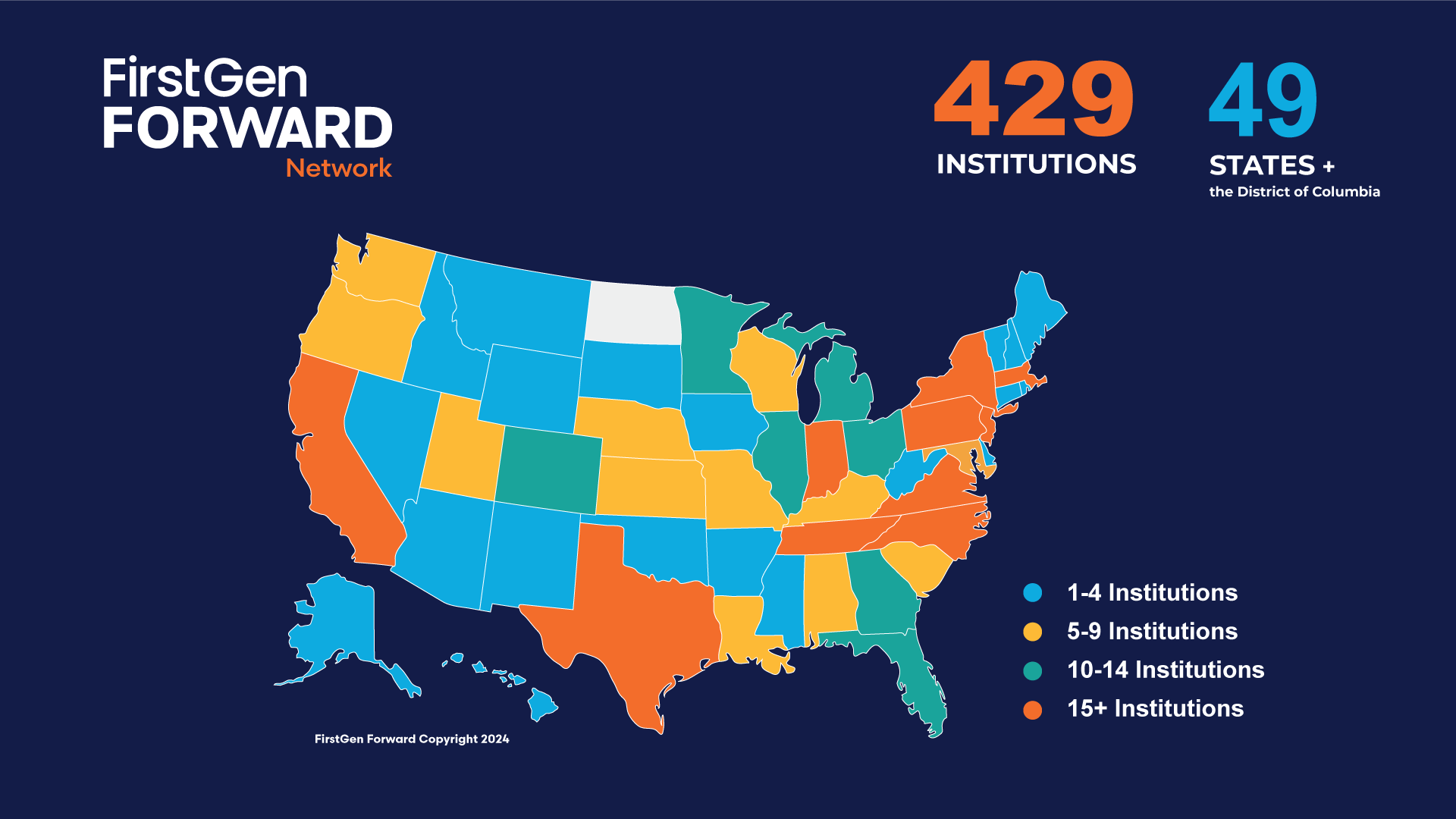  429 institutions across 49 states are in the network 