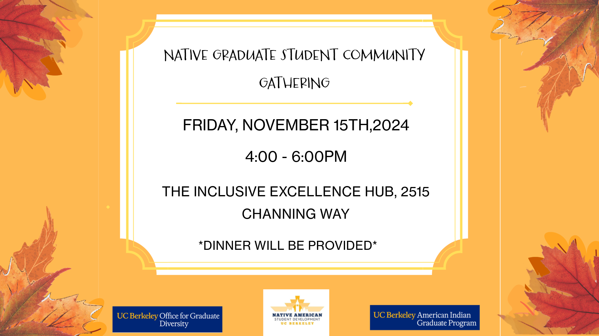 native graduate student community gathering flyer