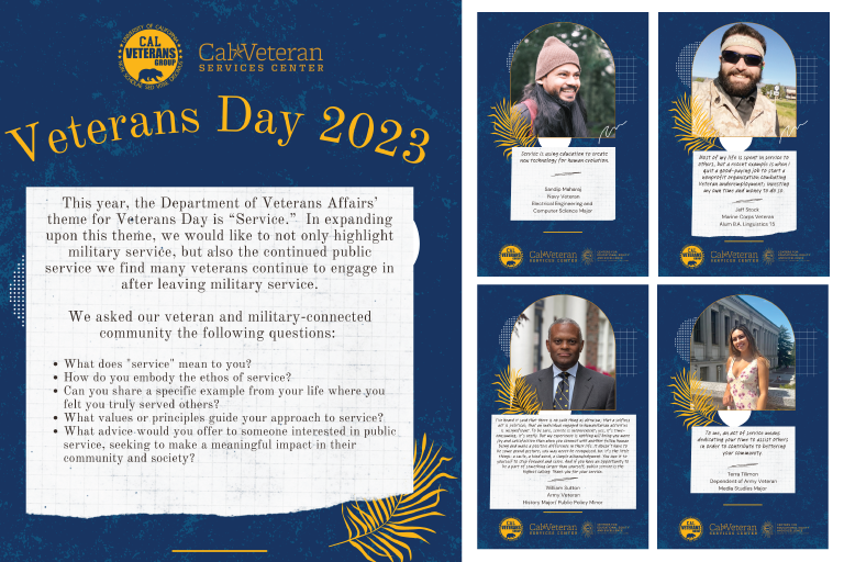 Veterans Day 2023 poster highlighting military and public service